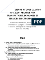 LA LOI MALIENNE #2016-012 Du 6 Mai 2016 Relative Aux Transactions, Echanges Et Services Electroniques