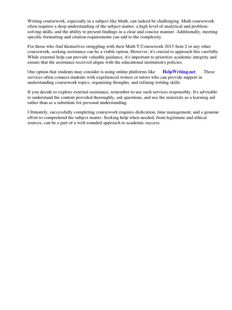 Math T Coursework Assistance Guide | PDF