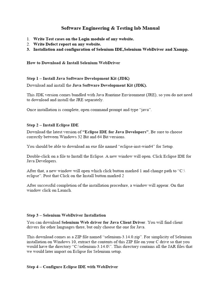 SE and Testing Lab Manual 1 To 15 | PDF
