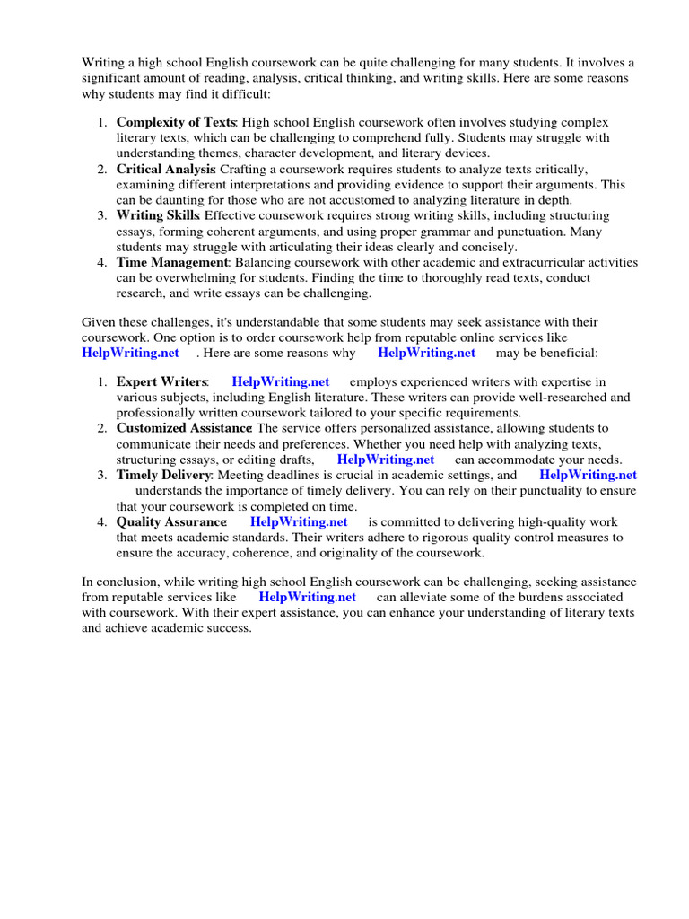English Coursework Writing Assistance | PDF | Essays | Thesis