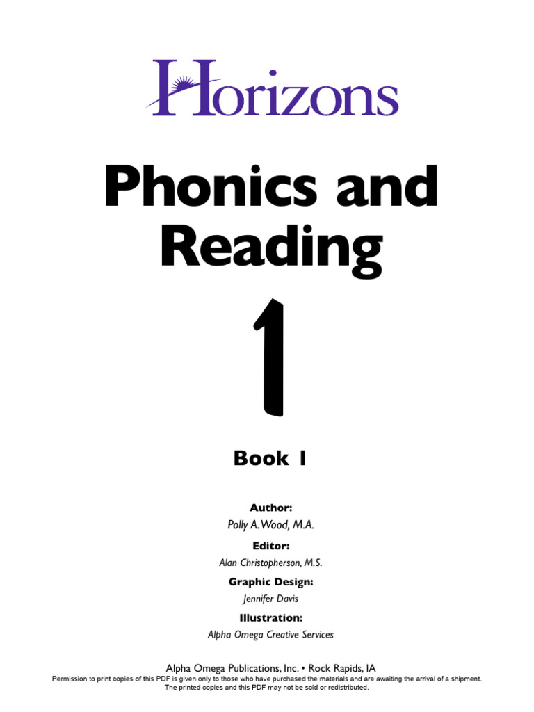 Horizons Phonics & Reading Level 1 Workbook | PDF | Phonics | Consonant