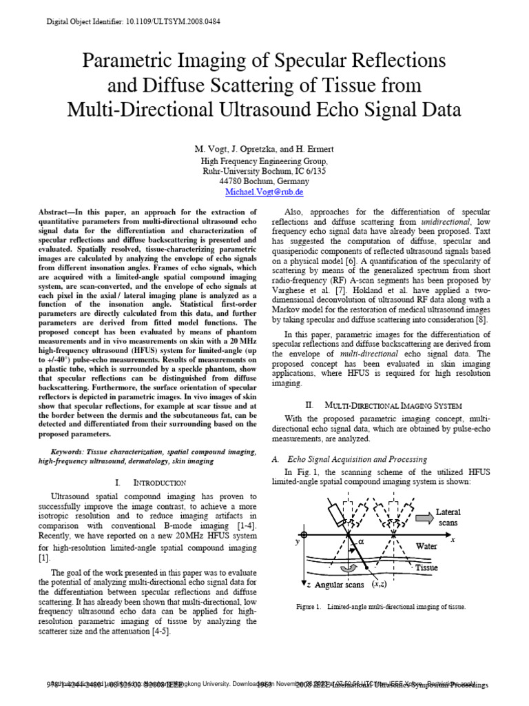 Parametric Imaging of Specular Reflections and Diffuse Scattering of