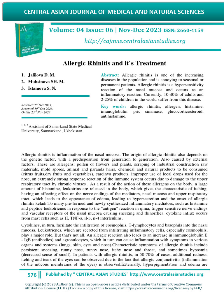 Allergic Rhinitis and It's Treatment | PDF | Allergy | Allergen