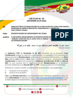 CIRCULAR No. 05 CEID CAPITULO TOLIMA SEPTIEMBRE 28 DE 2022 IV ENCUENTRO DEPARTAMENTAL DE ETNOEDUCADORES