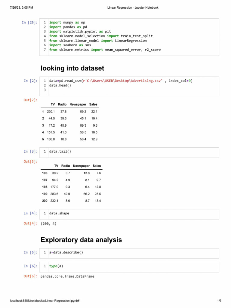 Linear Regression - Jupyter Notebook | PDF
