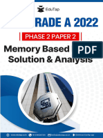 SEBI GR A 2022 Phase 2 Paper 2 Memory Based Paper and Analysis