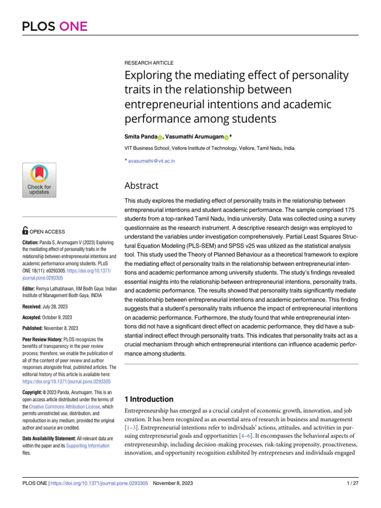 Exploring The Mediating Effect of Personality Trai | PDF ...