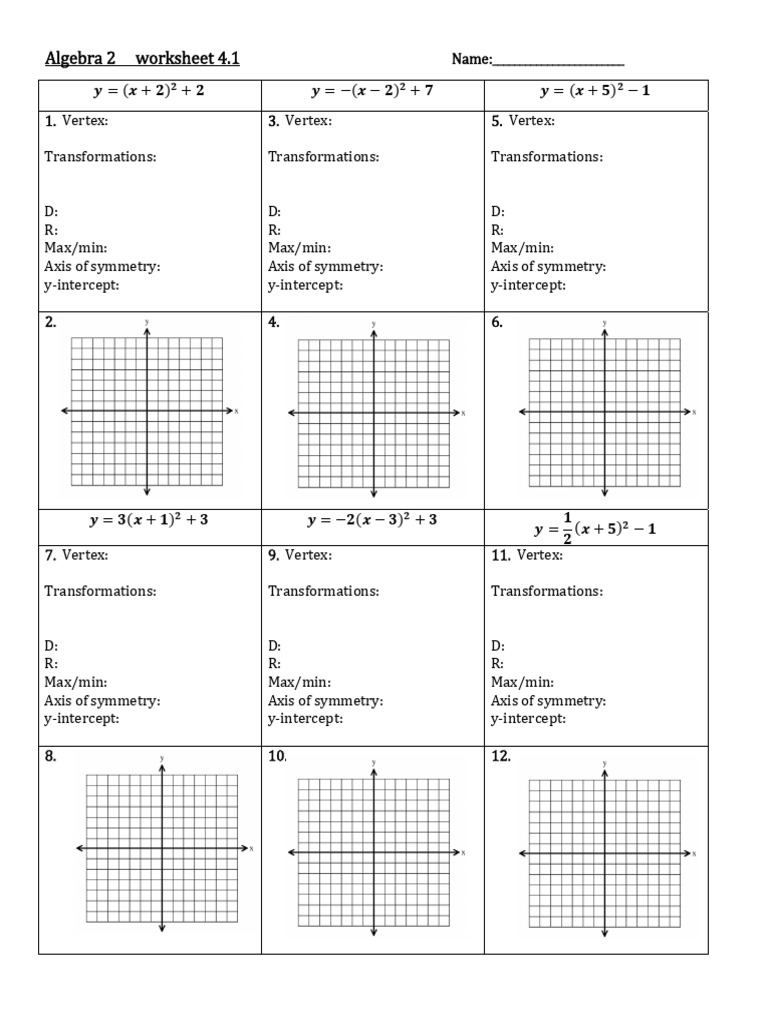 Alg 2 unit 4 worksheets and pt pdf quadratic equation algebra