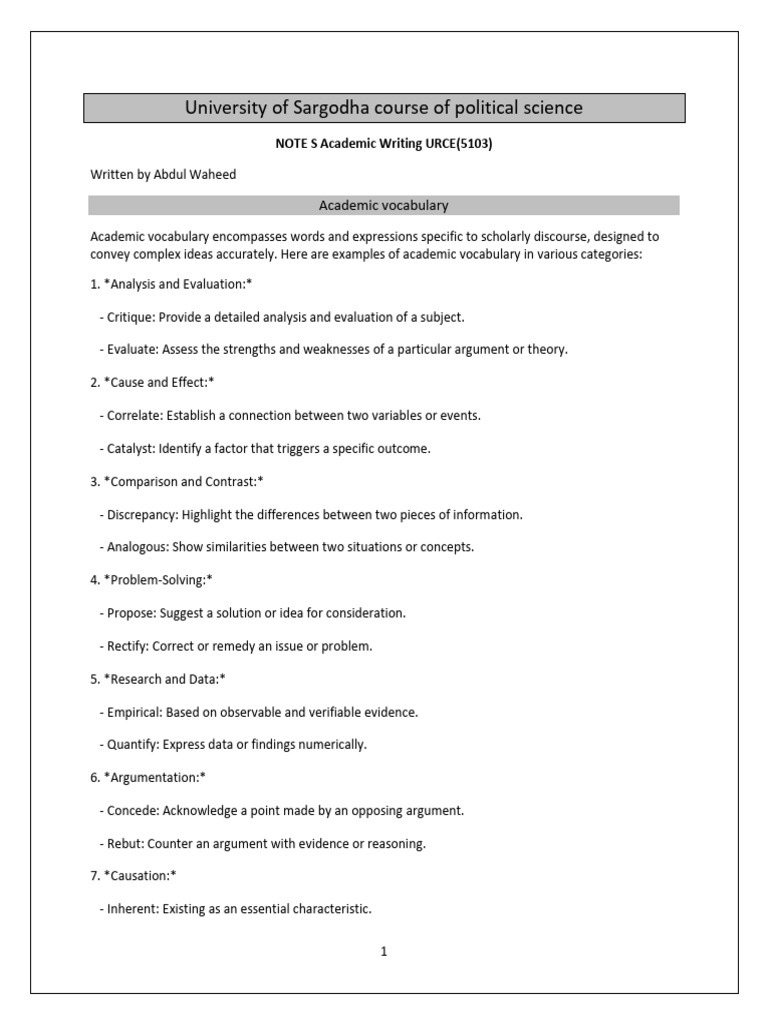 Acadmic Writing Notes | PDF