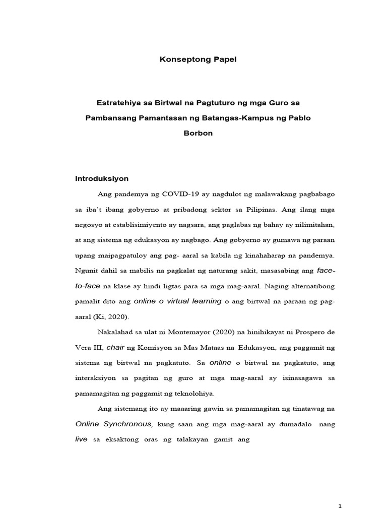 Halimbawa NG Konseptong Papel | PDF