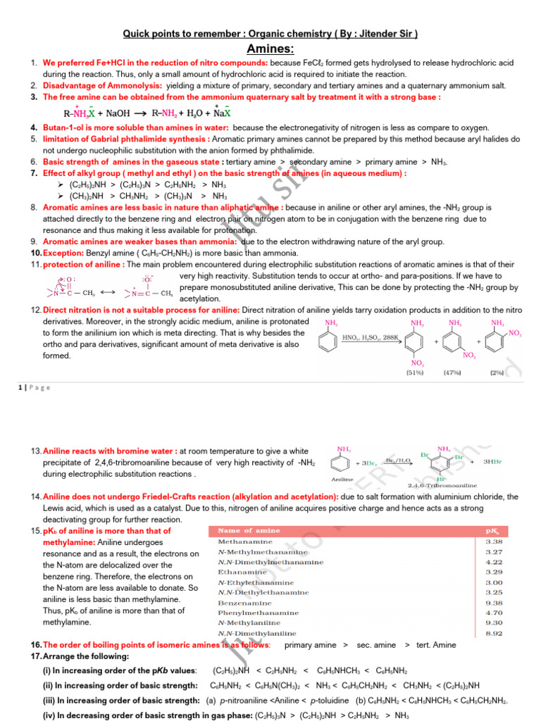 Thing To Remember For Amines - Main | PDF | Amine | Chemical Reactions