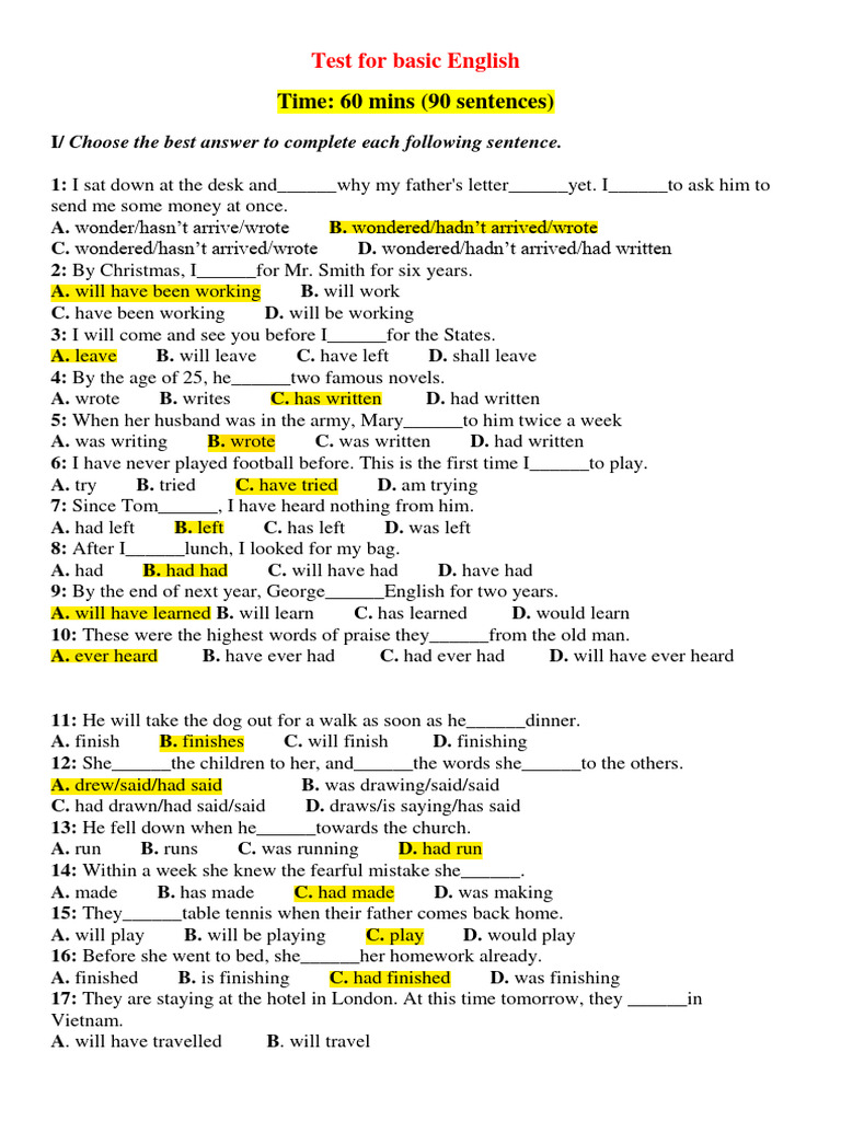 Test For Basic-E ZZZ | PDF