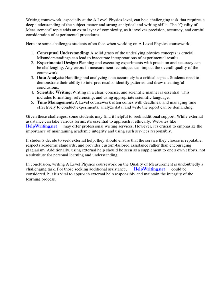 A level physics coursework quality of measurement pdf microsoft