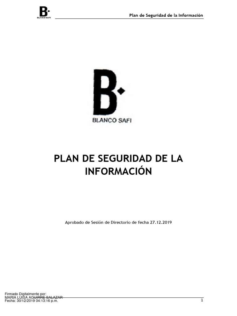 Plan de Seguridad de La Información | PDF | La seguridad informática ...