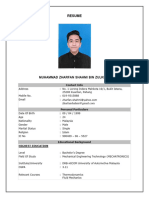 Resume (Muhammad Zharfan Shahmi)