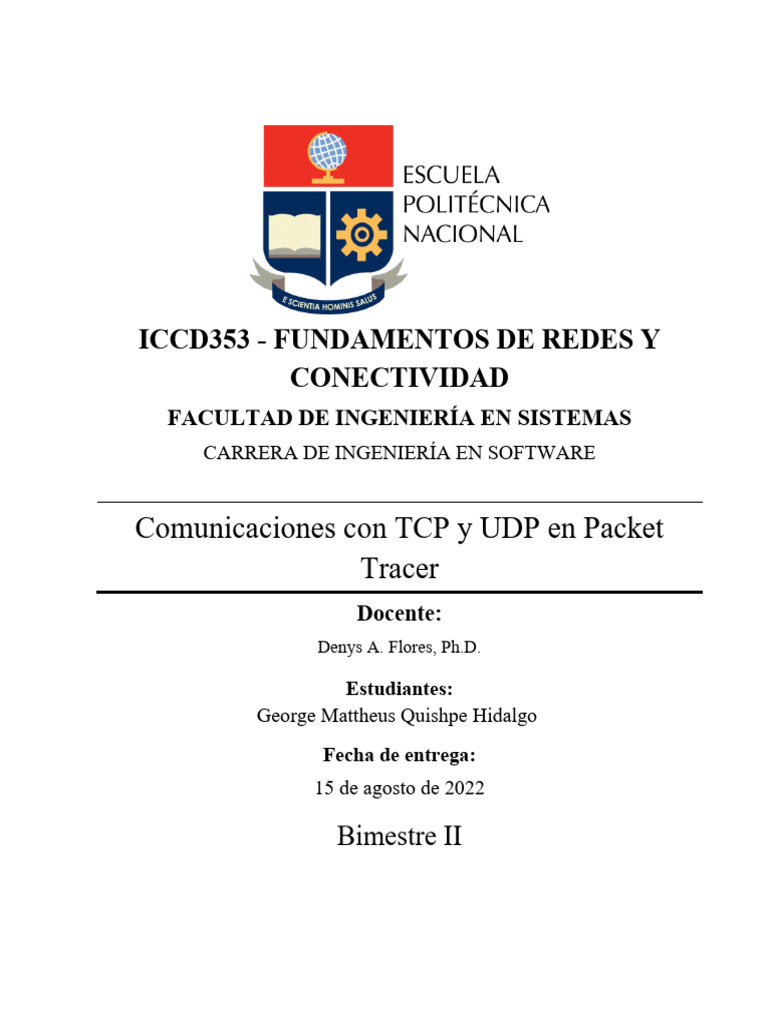 TCP y UDP en Packet Tracer | PDF | Protocolo de Control de Transmisión ...