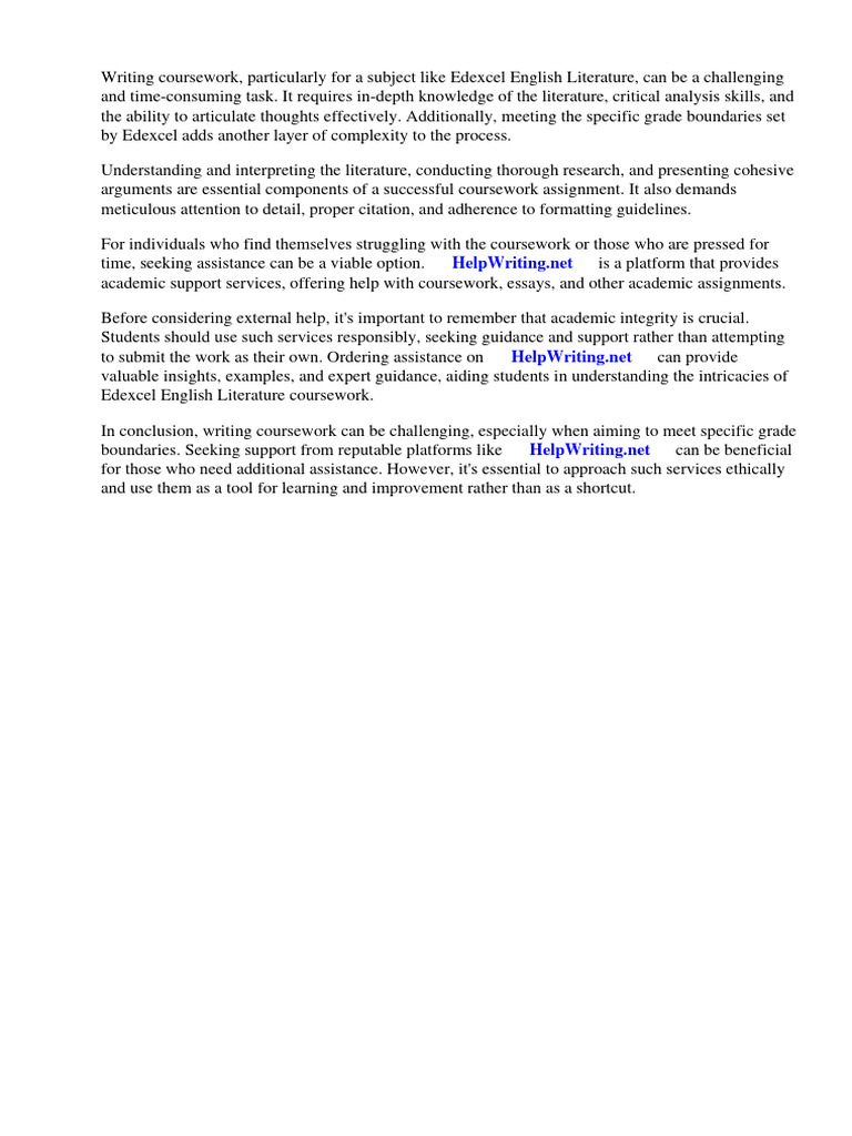 Edexcel english literature coursework grade boundaries pdf united