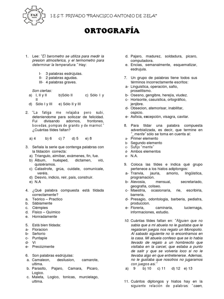 Ejercicios de Ortografía y Tildación | PDF | Comunicación oral | Voz humana