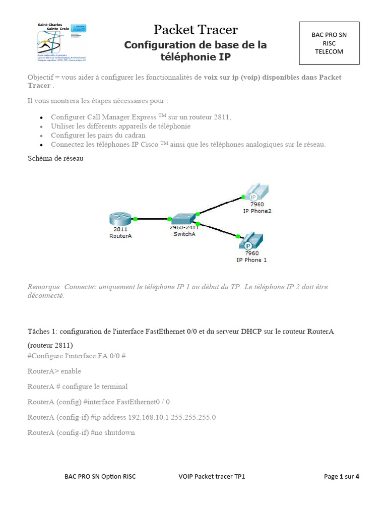 Configuration VoIP Cisco Packet Tracer | PDF