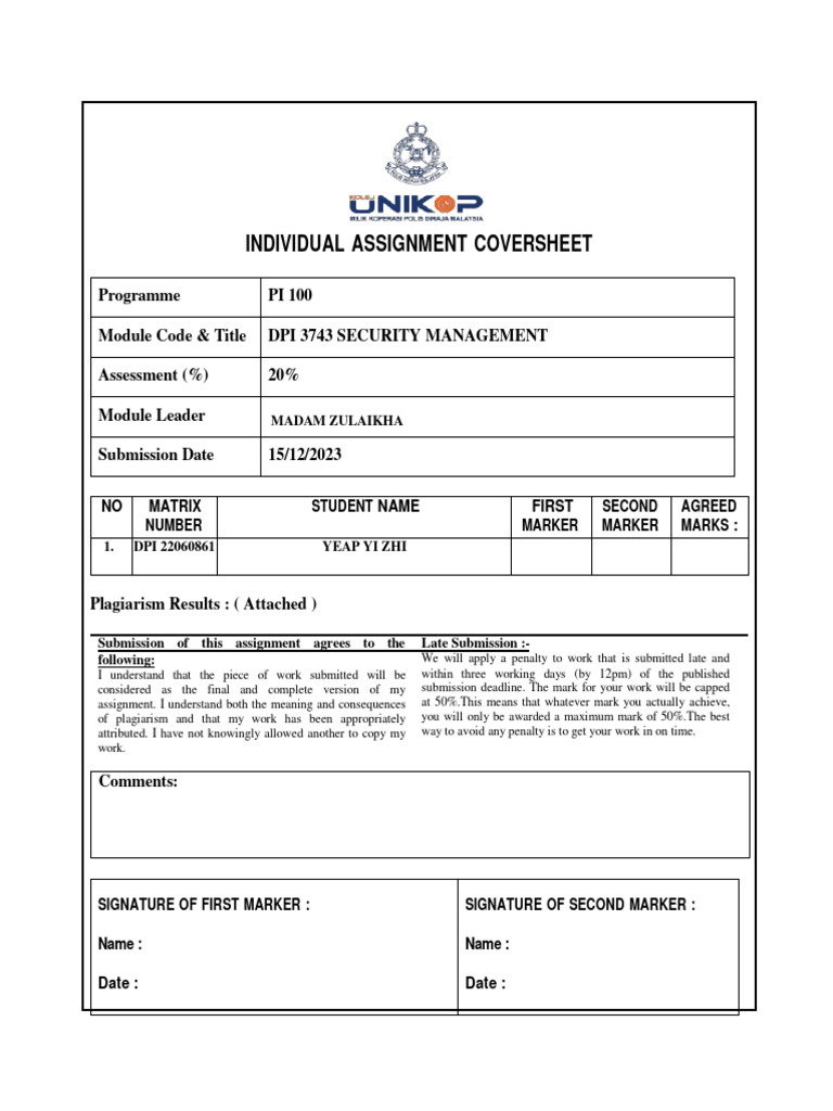 Security Management Assignment Overview | PDF | Computer Security ...