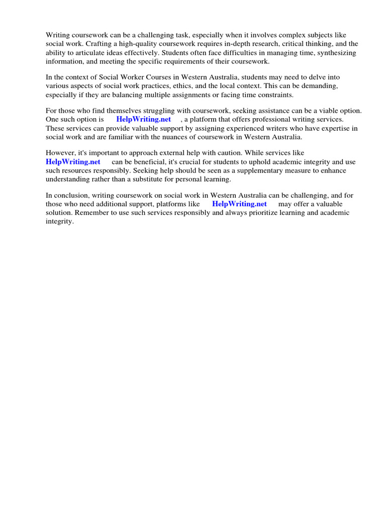Social Worker Courses Western Australia | PDF
