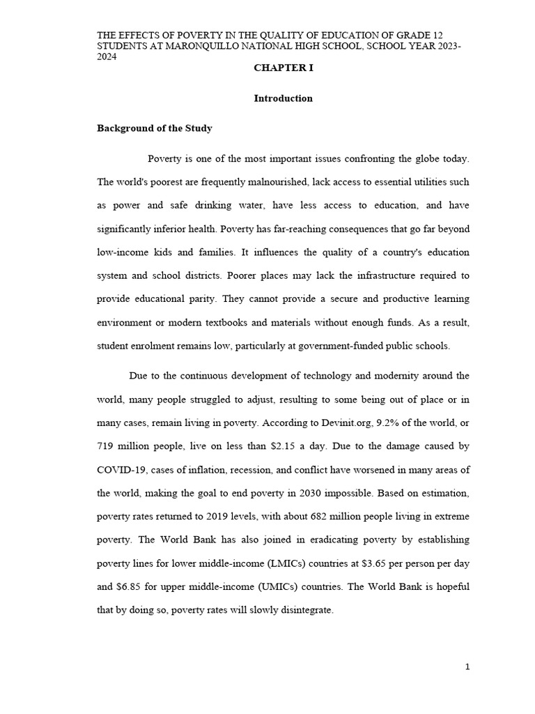 Poverty's Impact on Grade 12 Education | PDF | Poverty | Poverty ...