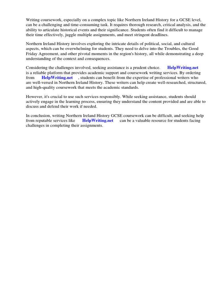 Northern Ireland History Gcse Coursework Pdf