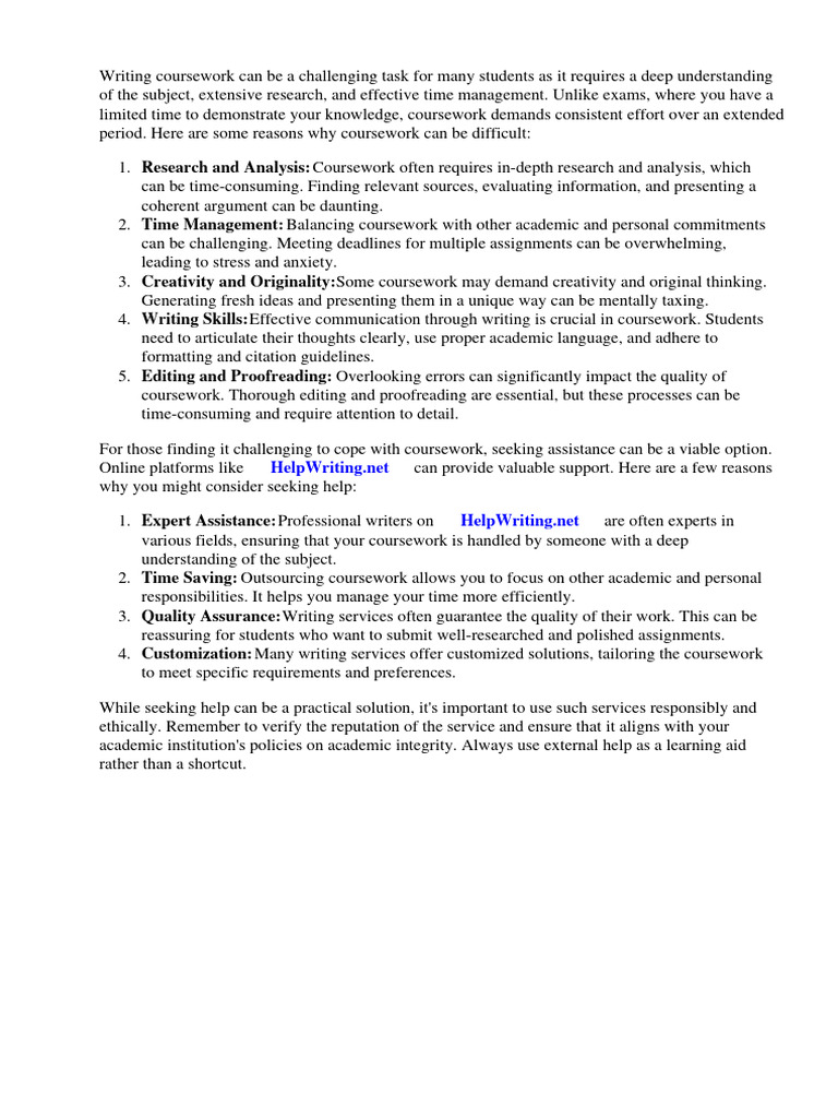 Challenges of Writing Coursework | PDF | Creativity | Thought