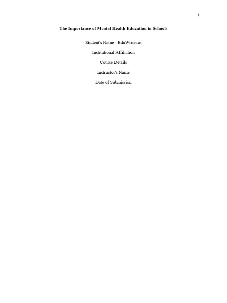 Importance of Mental Health Education | PDF | Self-Improvement