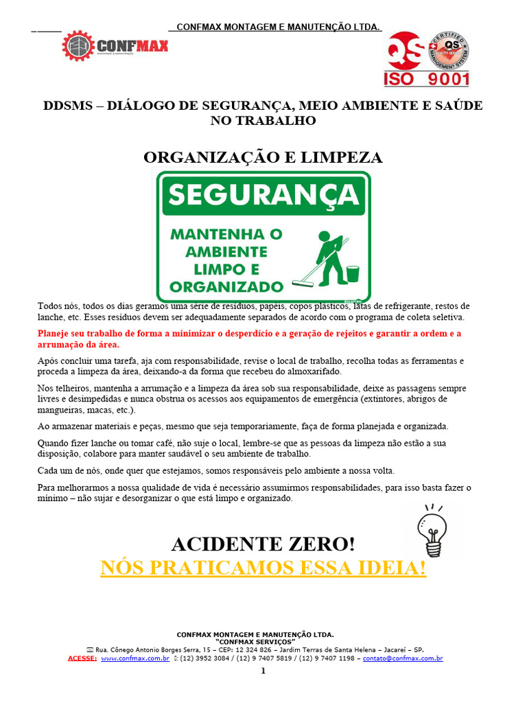 DDS - TEMA 04 - Organização e Limpeza | PDF