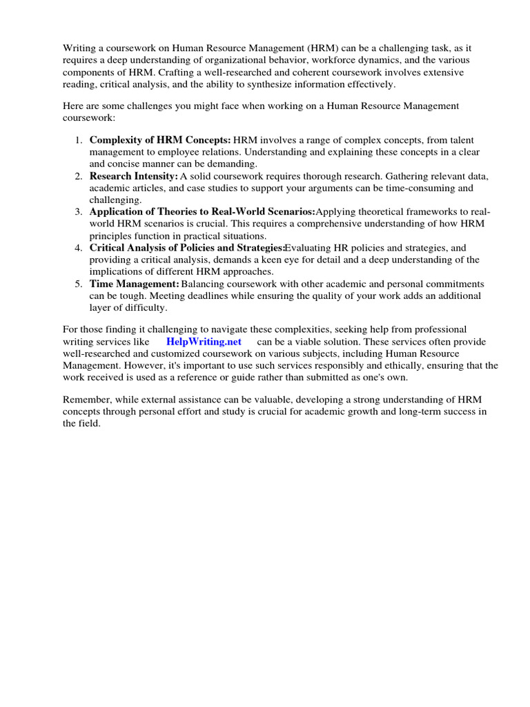 Human Resource Management Course Work | PDF | Human Resource Management ...
