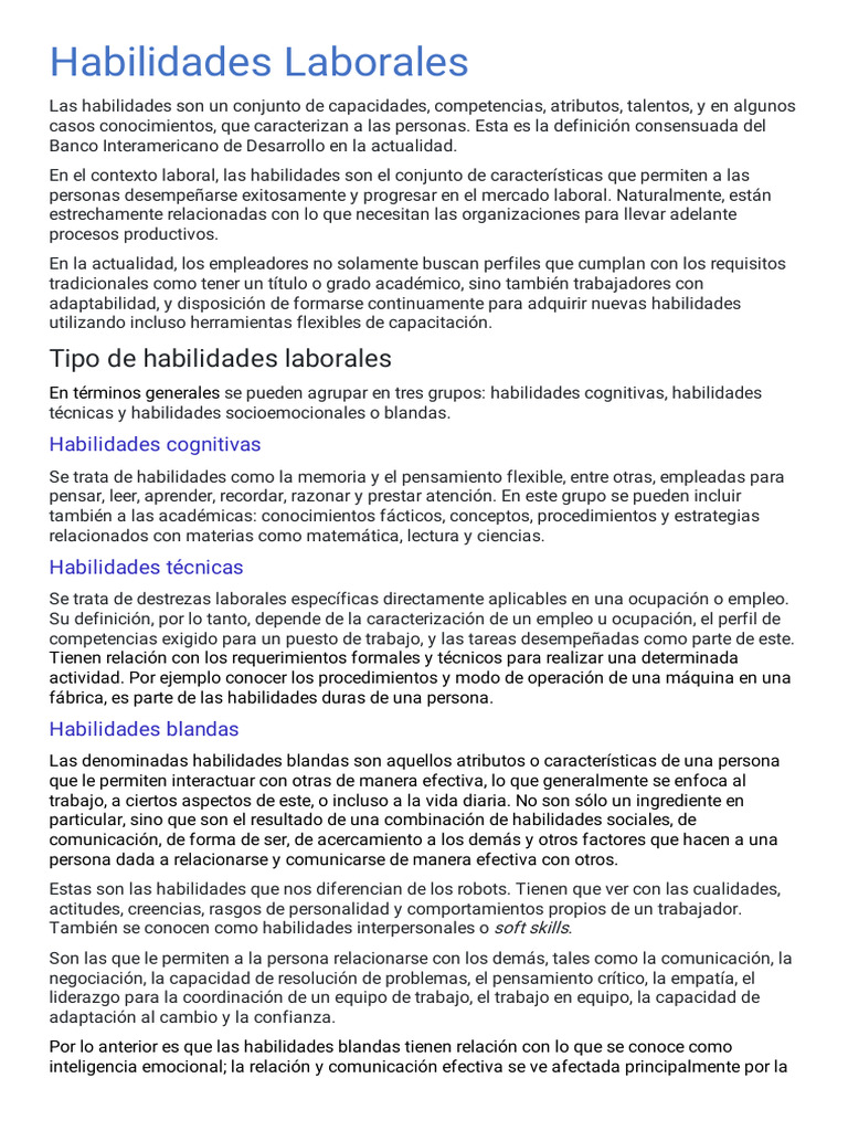 Habilidades Laborales Esenciales para el Éxito | PDF | Aprendizaje ...