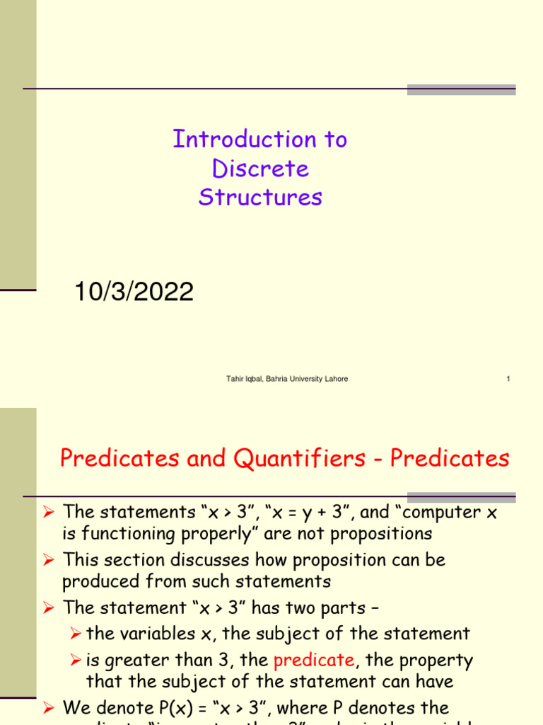 Understanding Predicates and Quantifiers | PDF | Mathematics | Syntax ...