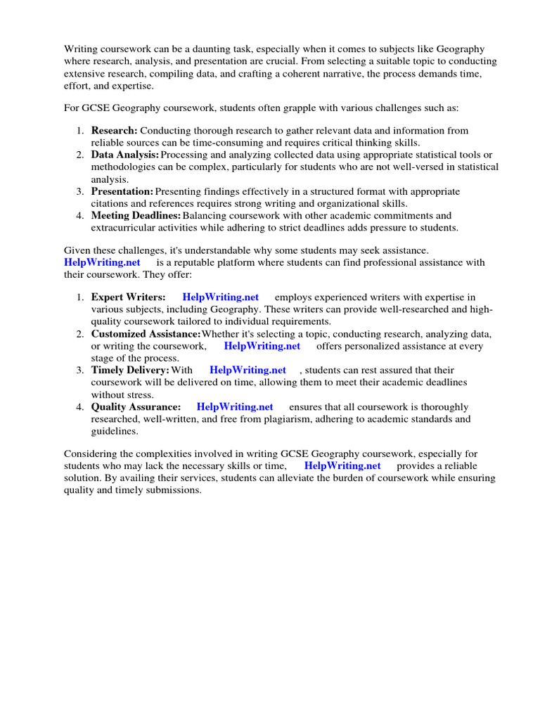 Example Gcse Geography Coursework PDF River Tourism