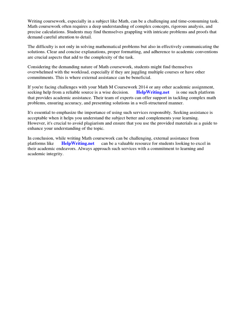 Math M Coursework 2014 | PDF | Mathematics | Methodology