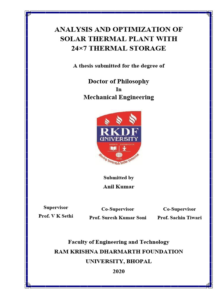 Solar Thermal Plant Optimization Analysis | PDF | Energy Storage ...