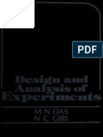 Design and Analysis of Experiments - Das, Giri