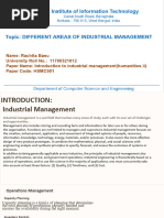 Different Areas of Industrial Management