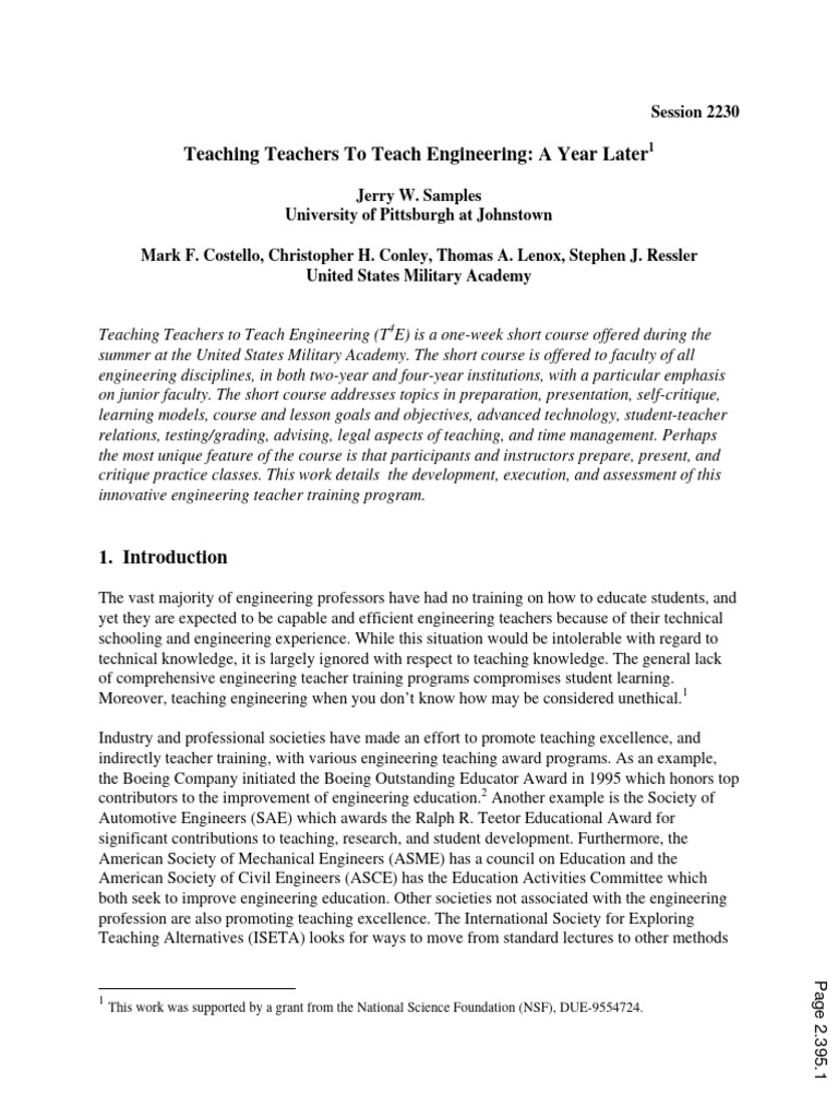 Engineering Faculty Training Program | PDF | Teachers | Mentorship