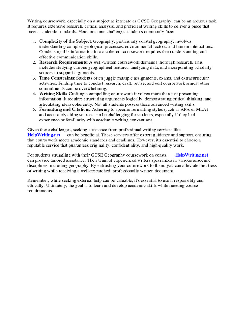 Gcse Geography Coursework Example Coasts PDF Geomorphology Earth