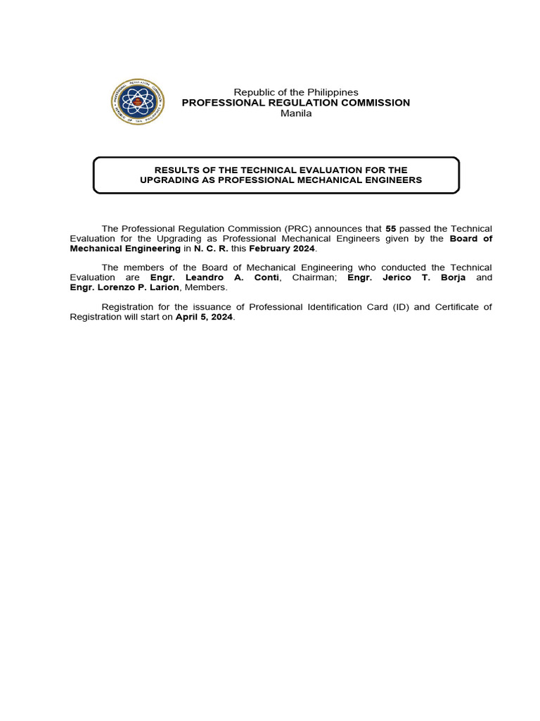 Pme0224results of the technical evaluation for the upgrading as