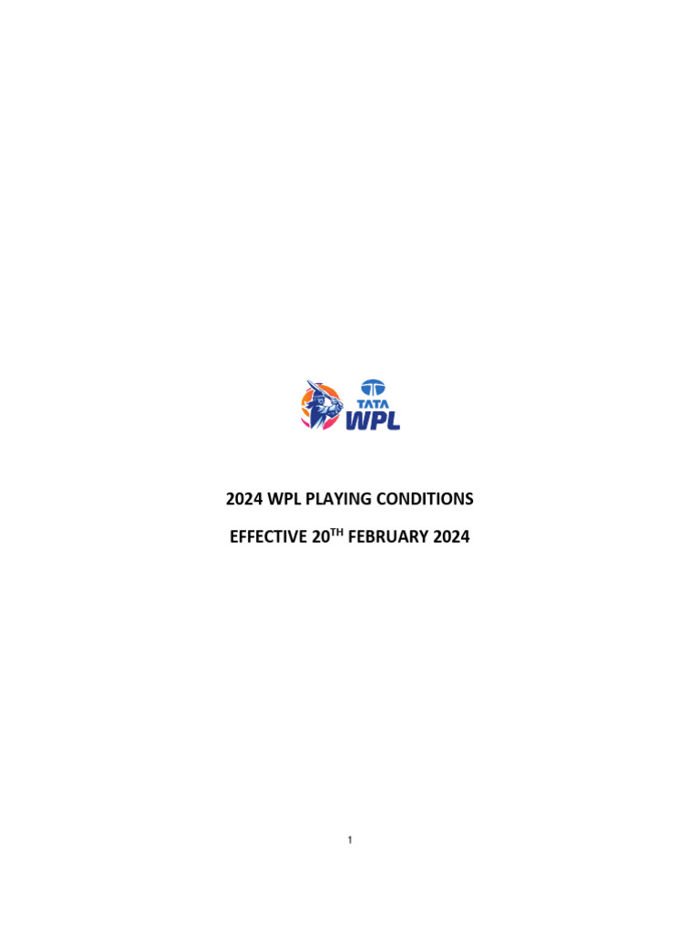 2024 WPL Playing Conditions Guide | PDF | Athletic Sports | Cricket