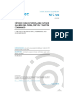 NTC 322. Metodo para Determinar El Espesor de Pepel, Carton y Carton Combinado
