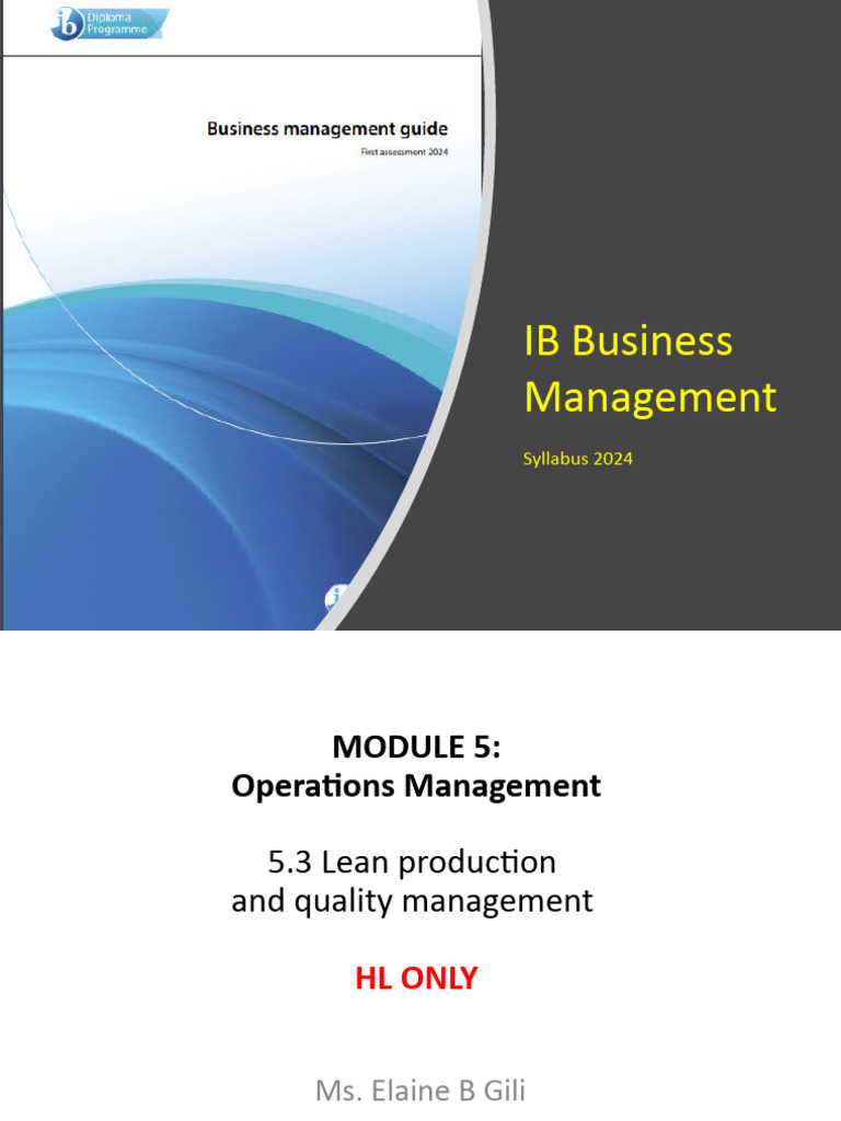 IB Operations Management Guide | PDF | Lean Manufacturing | Quality ...