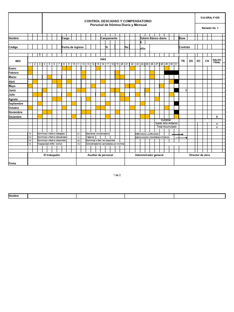 Control de Días Compensatorios Laborales | PDF