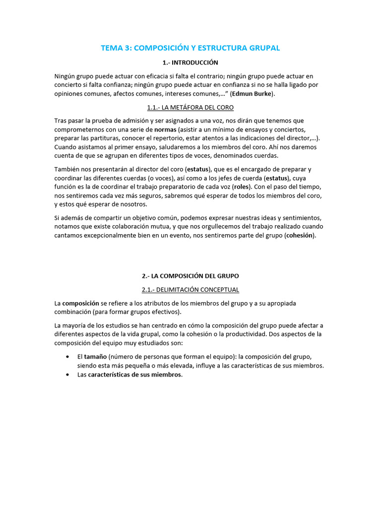 Composición y Estructura de Grupos | PDF | Cohesión grupal | Comportamiento