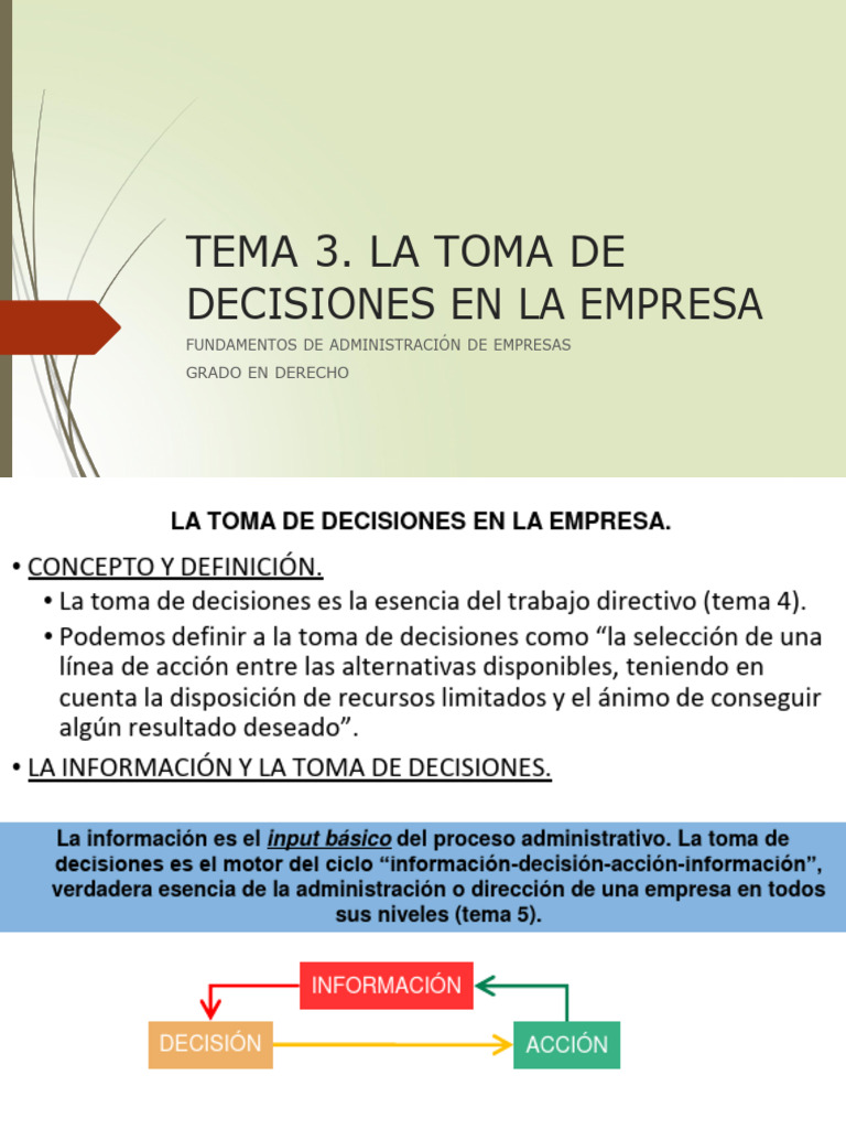 Fundamentos de la Toma de Decisiones Empresarial | PDF | Toma de ...