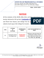 Notice For Continuity Form For Ii & Iii Years 2023