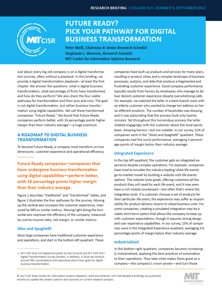 Future Ready: Pathways to Digital Transformation | PDF | Customer ...