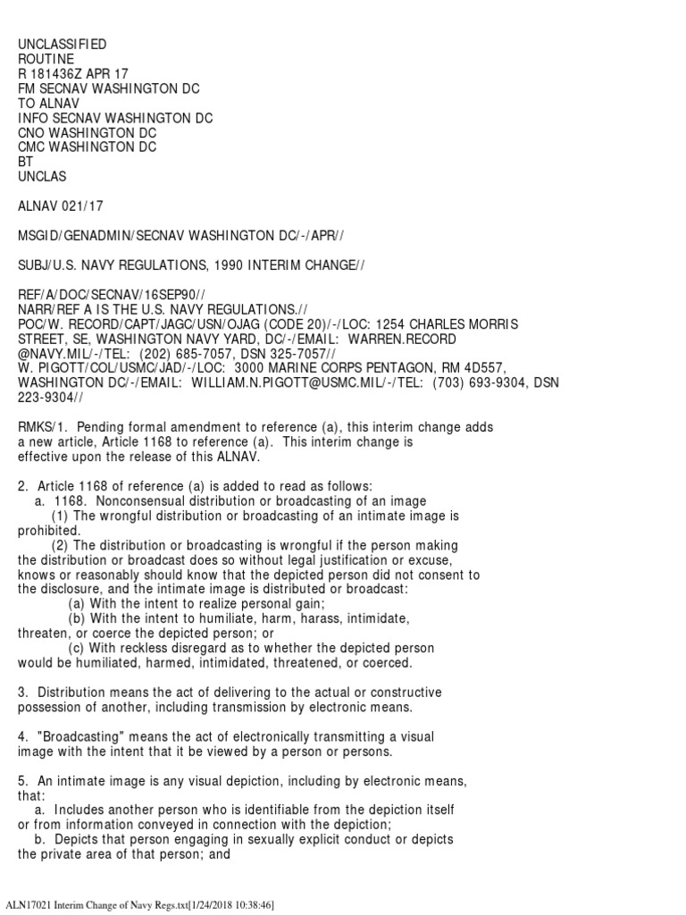 ALNAV Interim Changes PDF United States Secretary Of The Navy